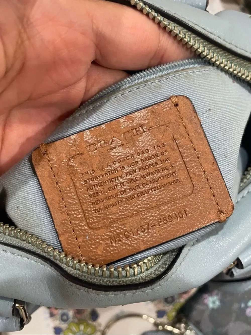 Coach Mini Bennett Satchel in a blue floral print with signature coated canvas